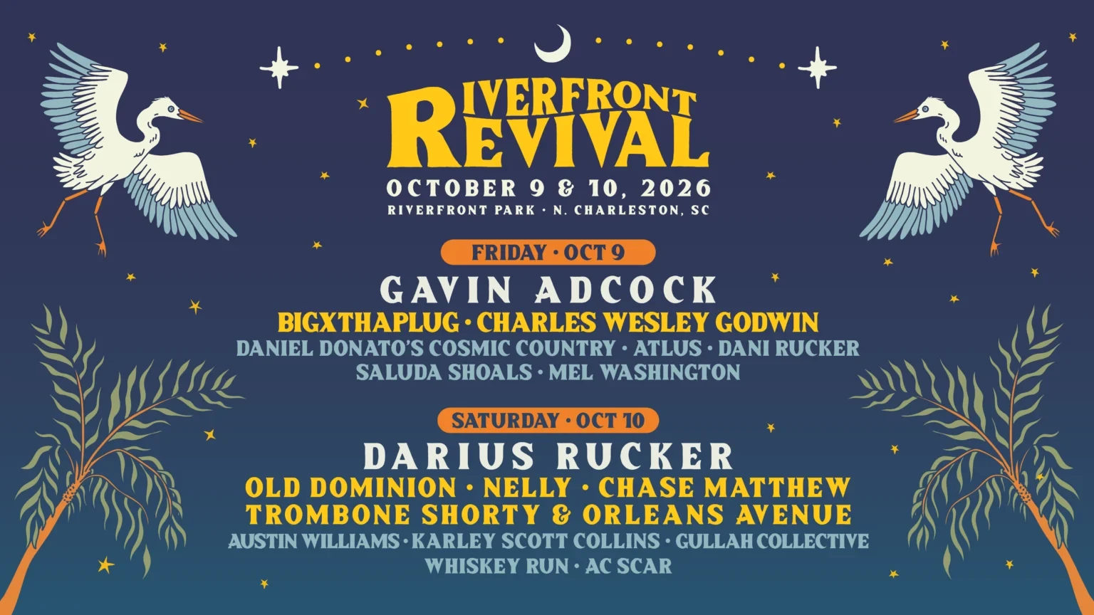 Riverfront Revival music festival poster 2026 featuring Darius Rucker, Nelly, and more